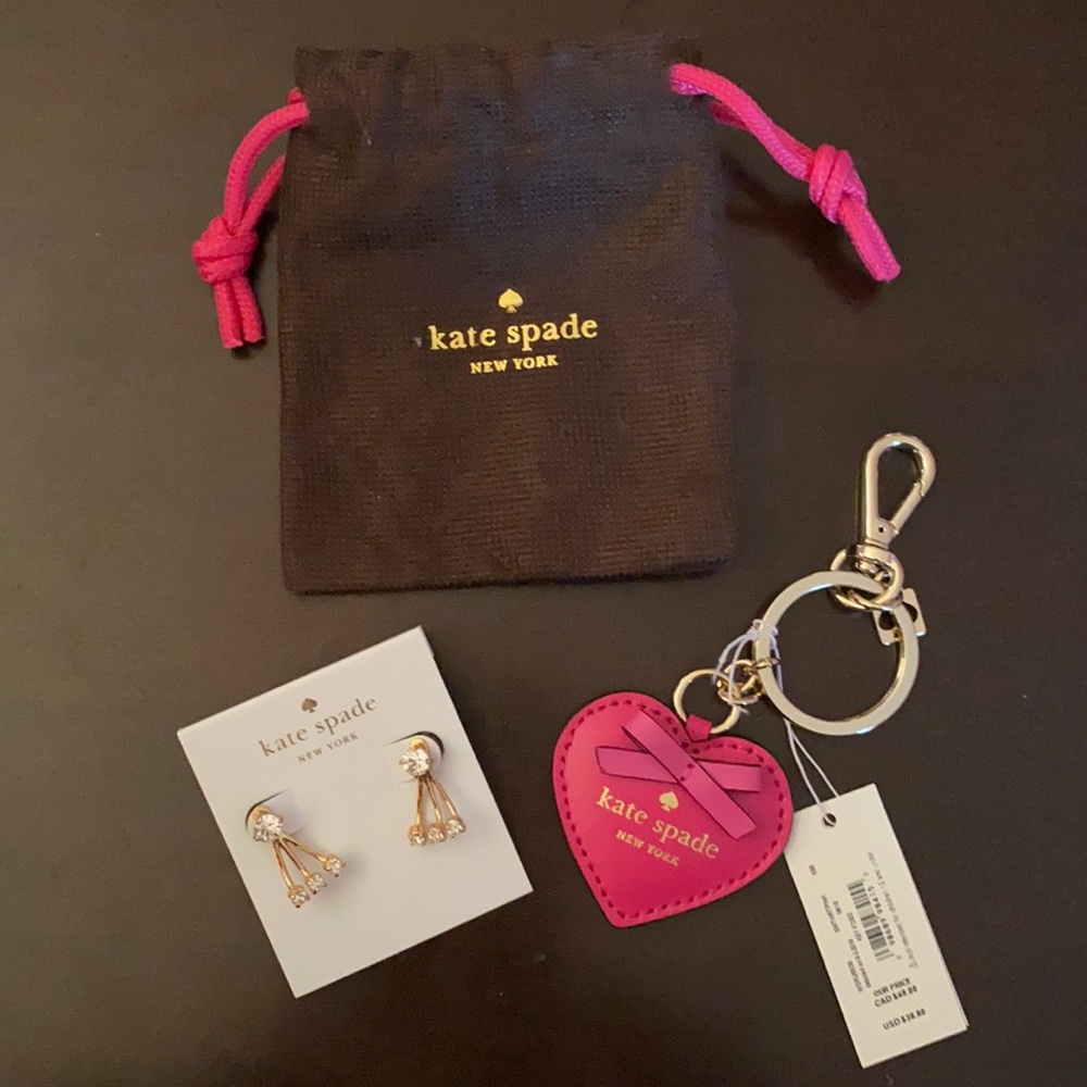 Kate Spade Earrings and Key Fob